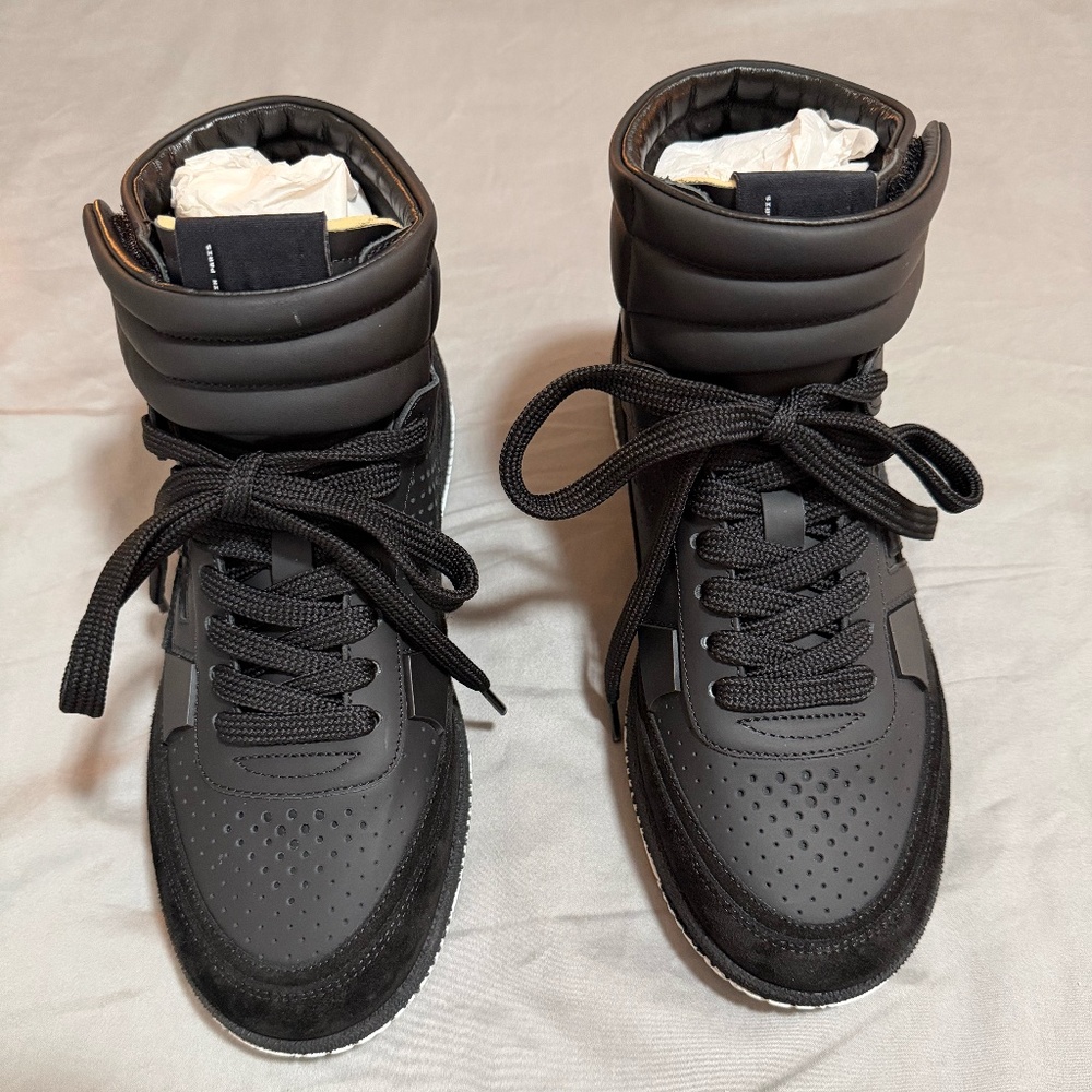 Balmain Swan Hi-Top Sneakers - US 6 / EU 39 - Black